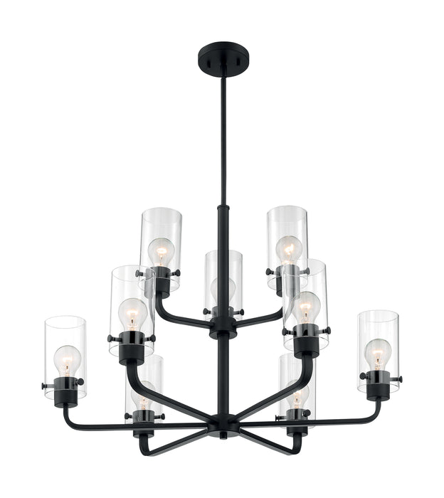 Sommerset Nine Light Chandelier in Matte Black