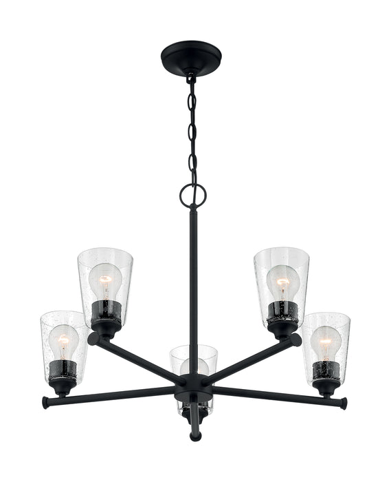 Bransel Five Light Chandelier in Matte Black