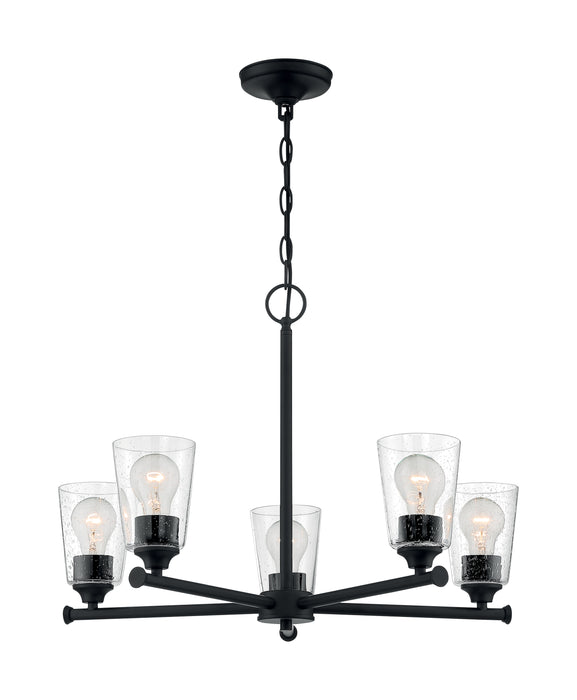 Bransel Five Light Chandelier in Matte Black