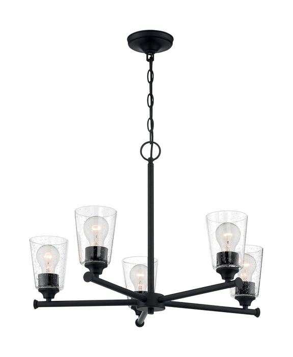 Bransel Five Light Chandelier in Matte Black