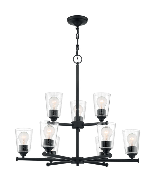 Bransel Nine Light Chandelier in Matte Black