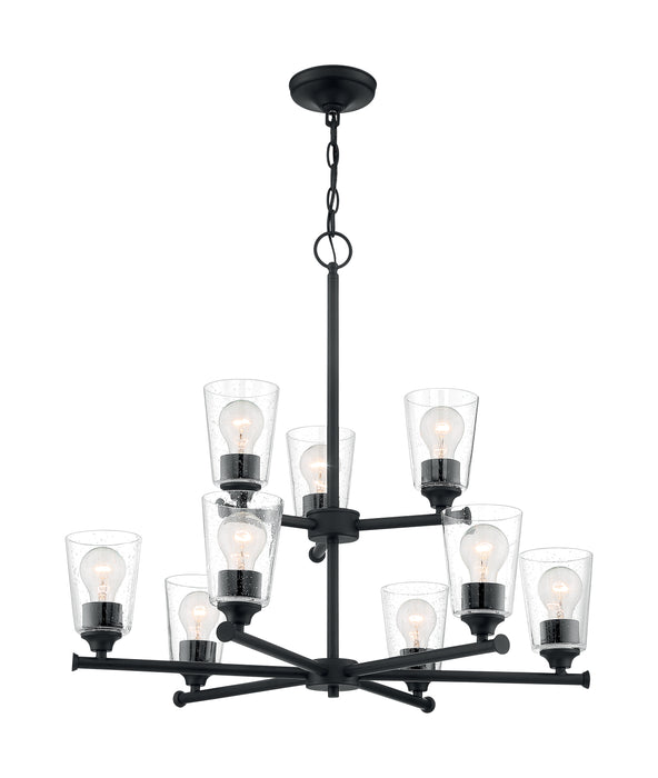 Bransel Nine Light Chandelier in Matte Black