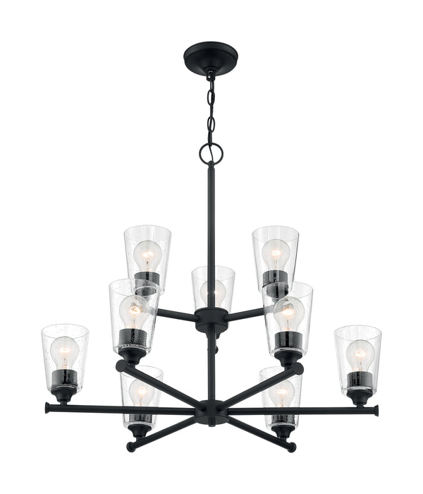 Bransel Nine Light Chandelier in Matte Black