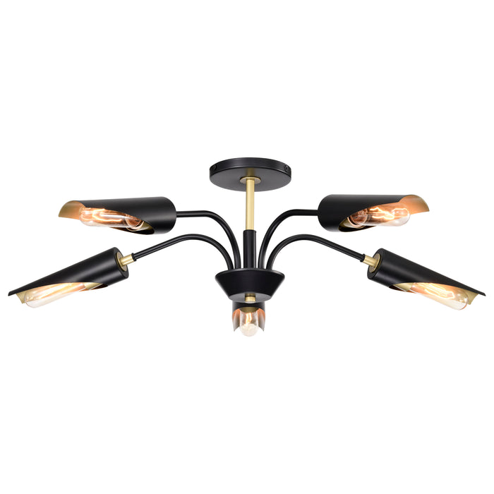 Marc Five Light Chandelier in Matte Black