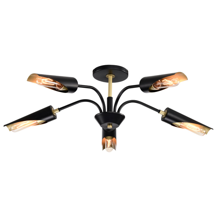 Marc Five Light Chandelier in Matte Black