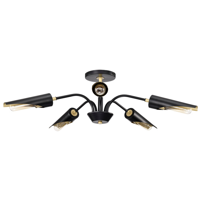 Marc Five Light Chandelier in Matte Black