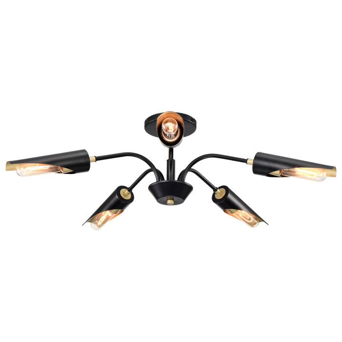 Marc Five Light Chandelier in Matte Black