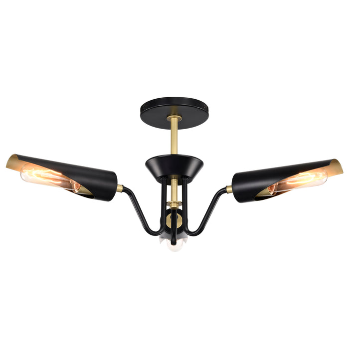 Marc Three Light Chandelier in Matte Black