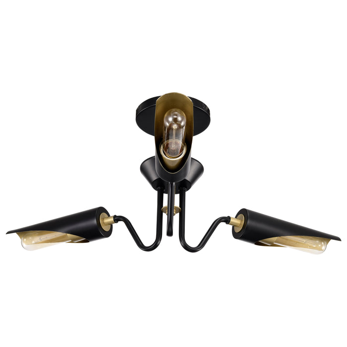 Marc Three Light Chandelier in Matte Black