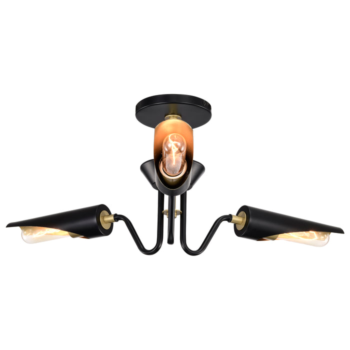 Marc Three Light Chandelier in Matte Black