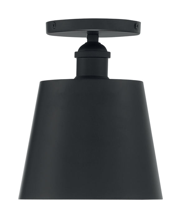 Motif One Light Semi Flush Mount in Black / Gold Accents