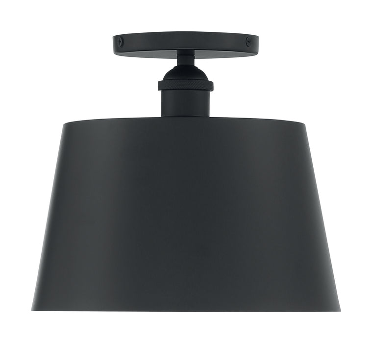 Motif One Light Semi Flush Mount in Black / Gold Accents