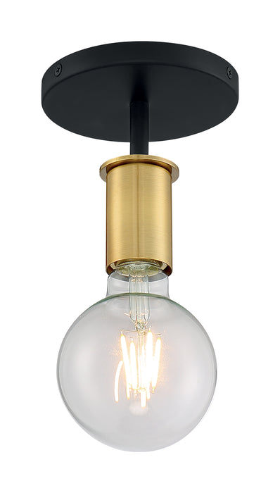 Ryder One Light Semi Flush Mount in Black / Brushed Brass