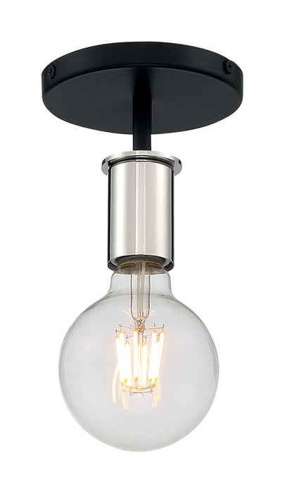 Ryder One Light Semi Flush Mount in Black / Polished Nickel