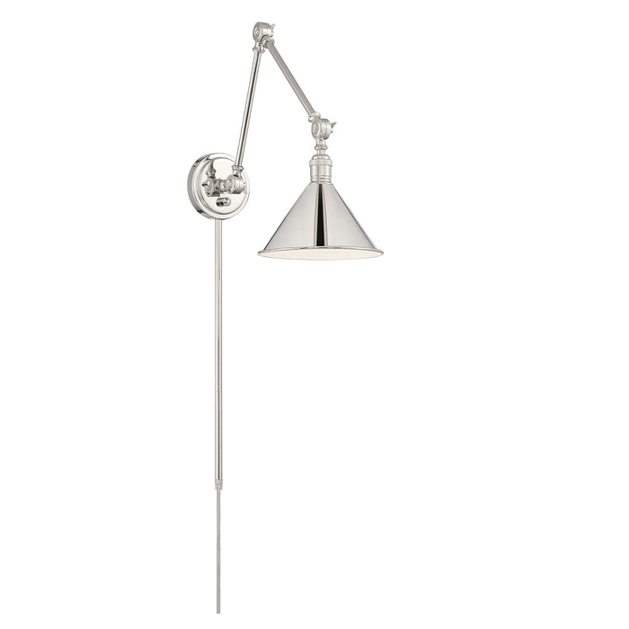 Delancey One Light Swing Arm Wall Lamp in Polished Nickel