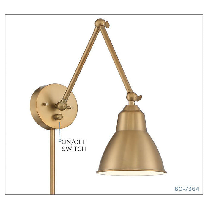 Fulton One Light Swing Arm Wall Lamp in Burnished Brass