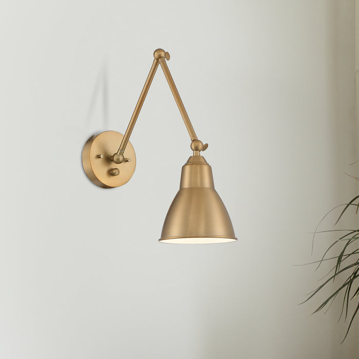 Fulton One Light Swing Arm Wall Lamp in Burnished Brass