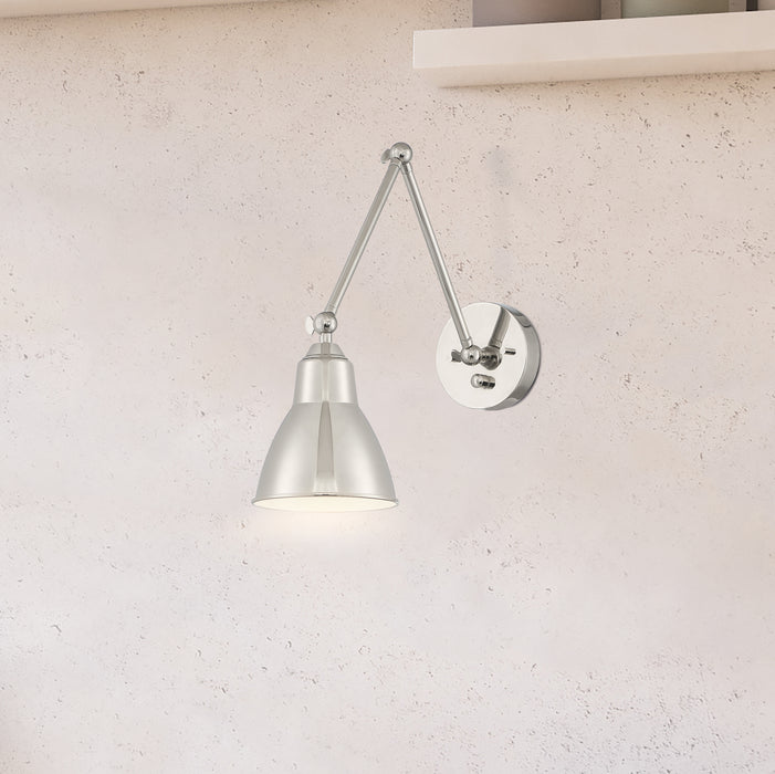 Fulton One Light Swing Arm Wall Lamp in Polished Nickel