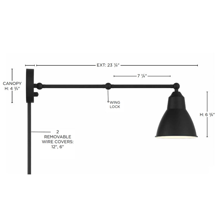 Fulton One Light Swing Arm Wall Lamp in Matte Black