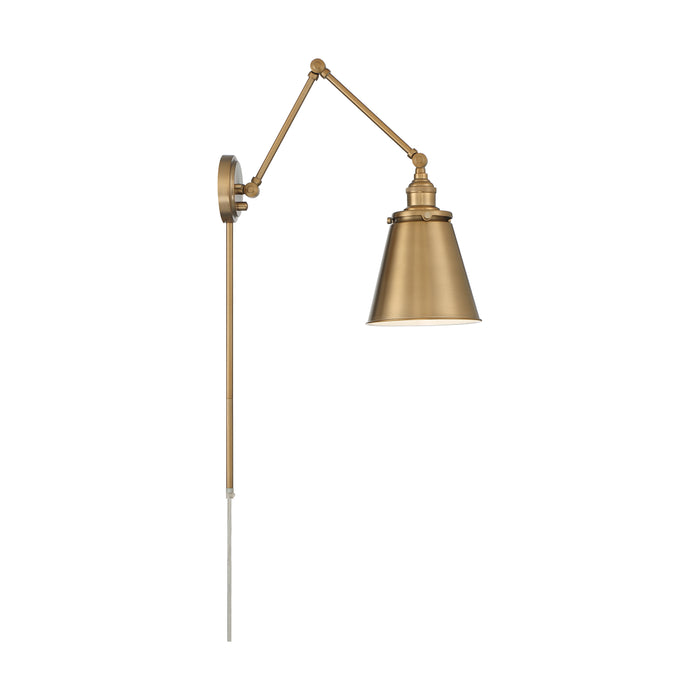 Bayard One Light Swing Arm Wall Lamp in Burnished Brass