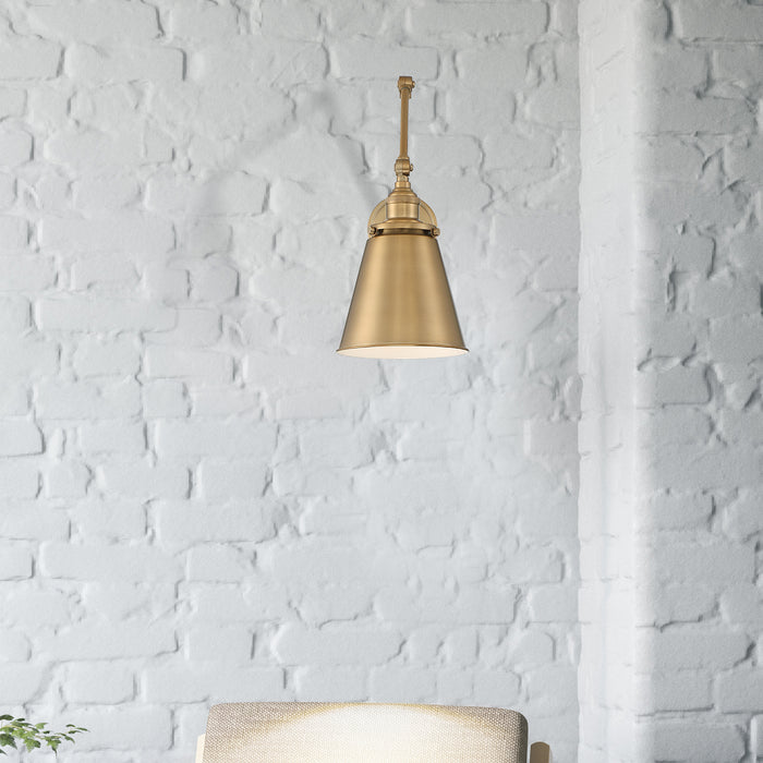 Bayard One Light Swing Arm Wall Lamp in Burnished Brass