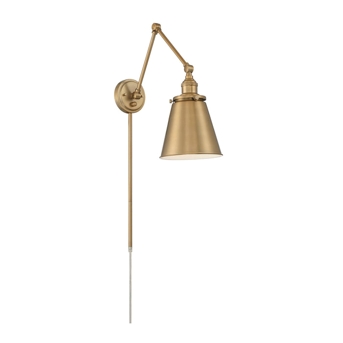 Bayard One Light Swing Arm Wall Lamp in Burnished Brass