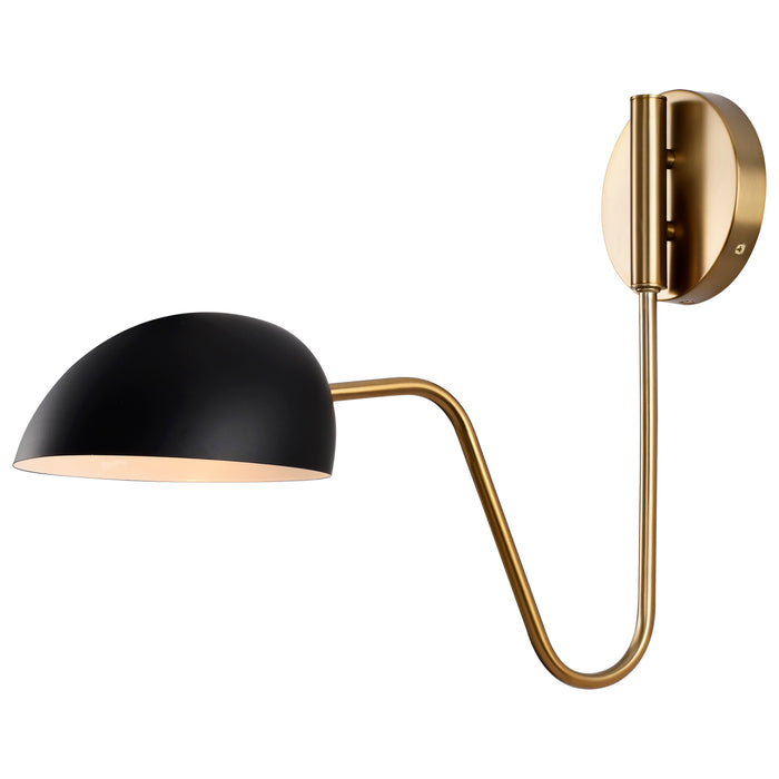 Trilby One Light Wall Sconce in Matte Black / Burnished Brass