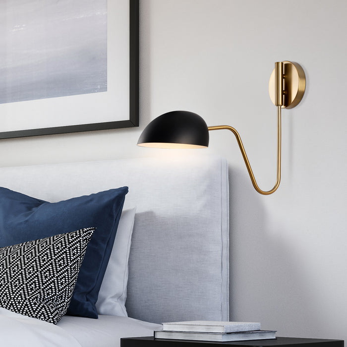 Trilby One Light Wall Sconce in Matte Black / Burnished Brass