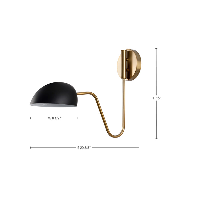 Trilby One Light Wall Sconce in Matte Black / Burnished Brass