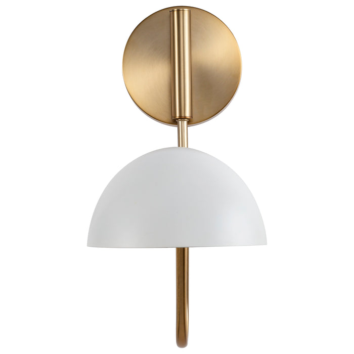 Trilby One Light Wall Sconce in Matte White / Burnished Brass