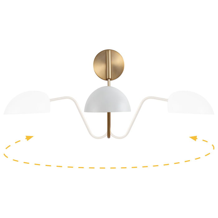 Trilby One Light Wall Sconce in Matte White / Burnished Brass