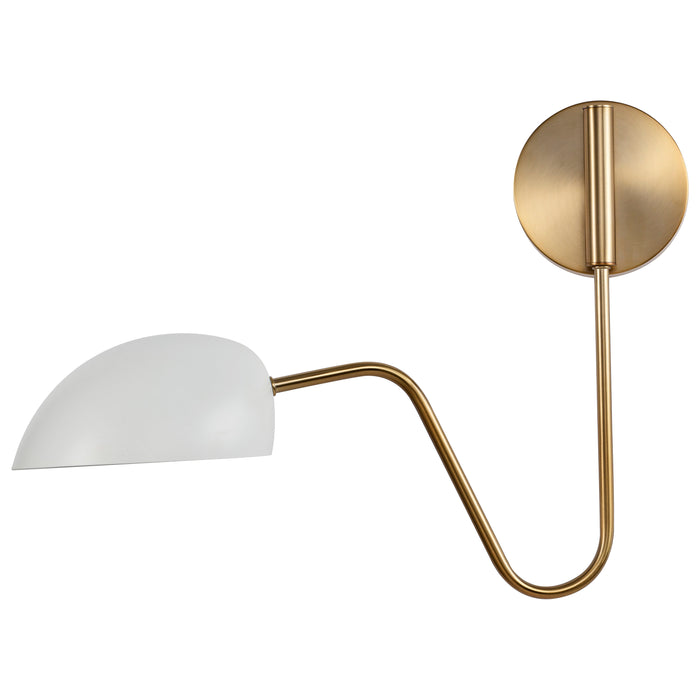 Trilby One Light Wall Sconce in Matte White / Burnished Brass