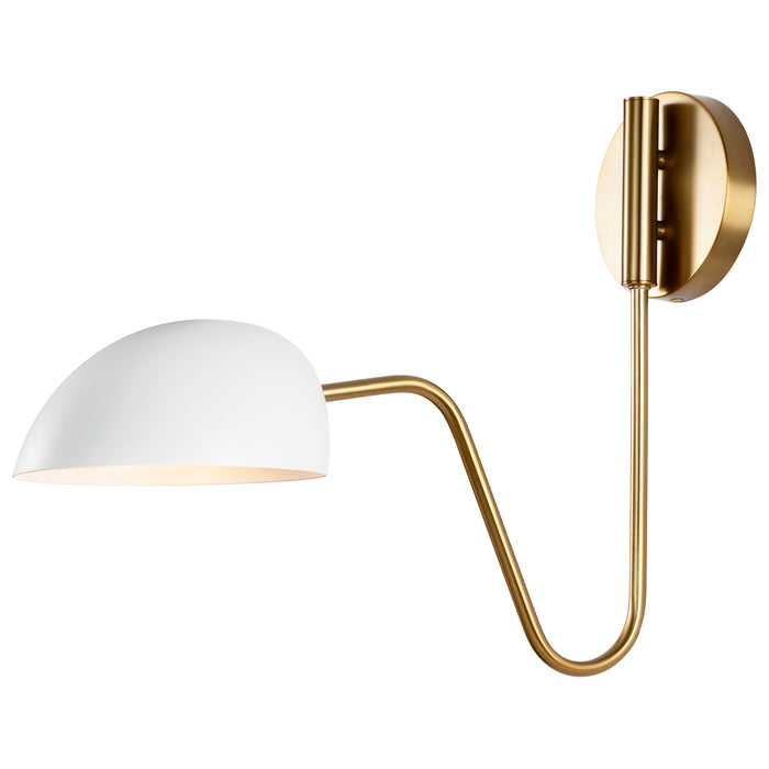 Trilby One Light Wall Sconce in Matte White / Burnished Brass