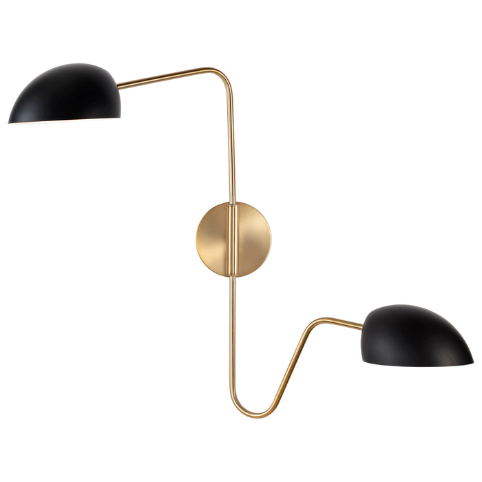 Trilby Two Light Wall Sconce in Matte Black / Burnished Brass