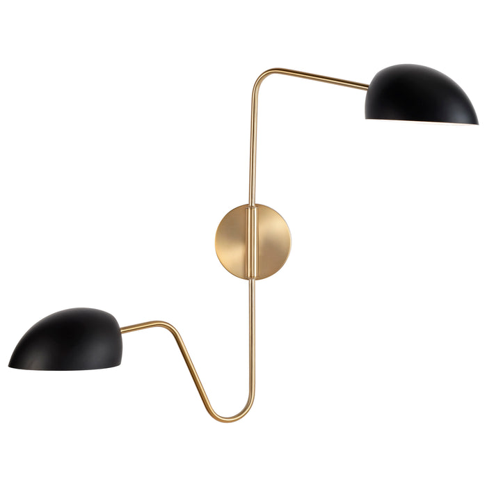 Trilby Two Light Wall Sconce in Matte Black / Burnished Brass