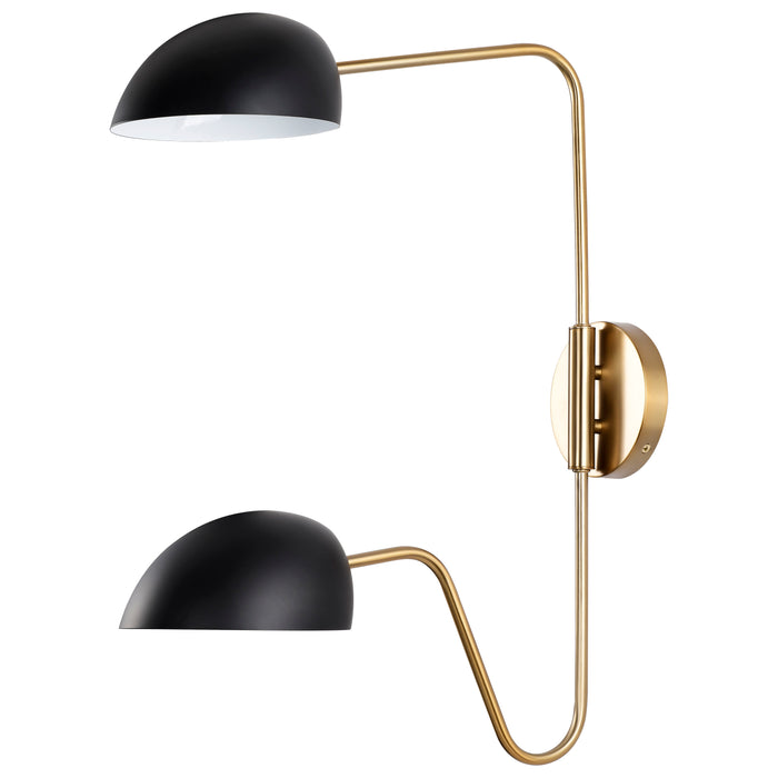 Trilby Two Light Wall Sconce in Matte Black / Burnished Brass