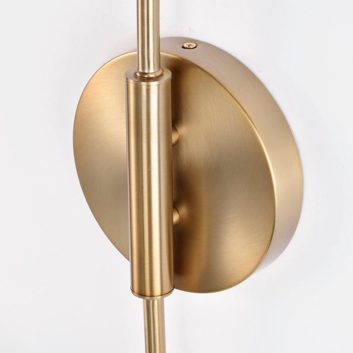 Trilby Two Light Wall Sconce in Matte White / Burnished Brass