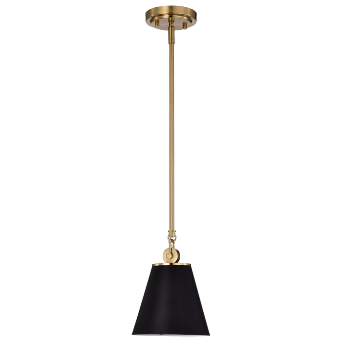 Dover One Light Pendant in Black / Vintage Brass