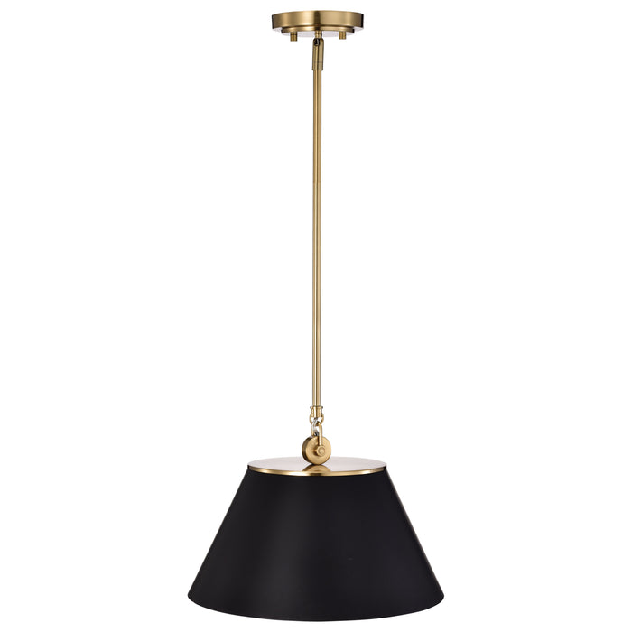 Dover One Light Pendant in Black / Vintage Brass