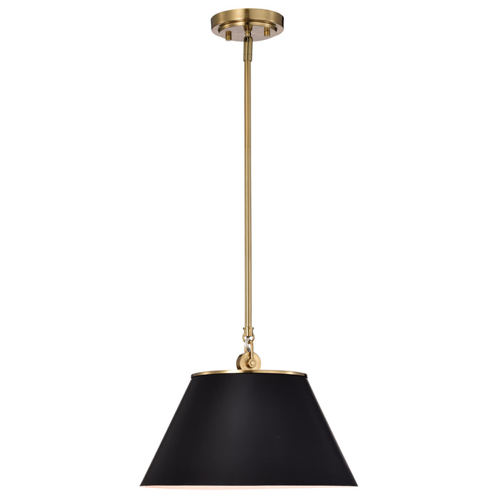 Dover One Light Pendant in Black / Vintage Brass