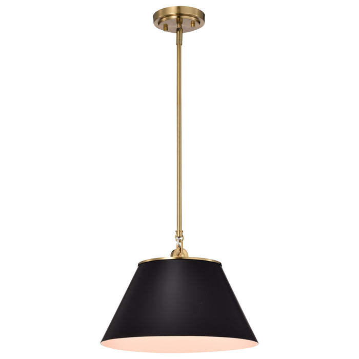 Dover One Light Pendant in Black / Vintage Brass