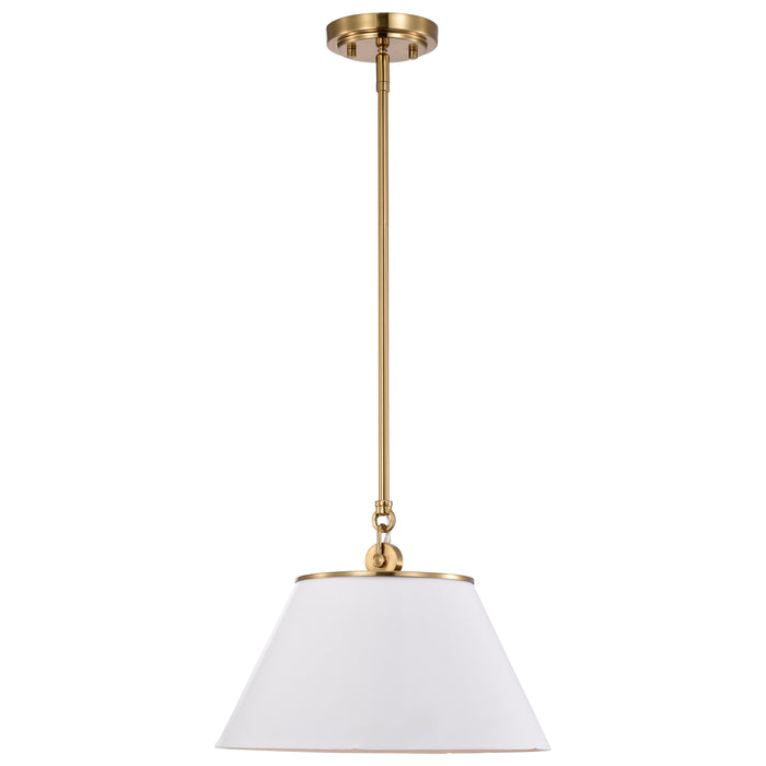 Dover One Light Pendant in White / Vintage Brass