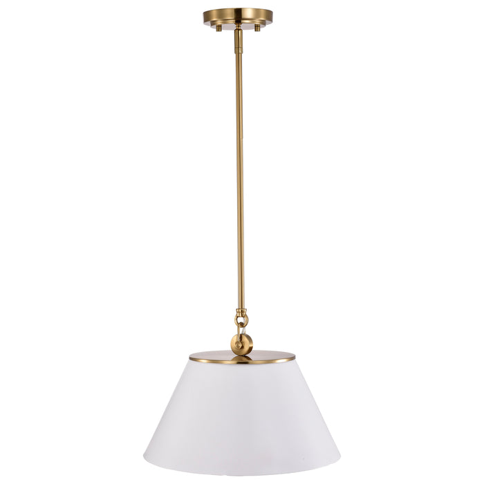 Dover One Light Pendant in White / Vintage Brass