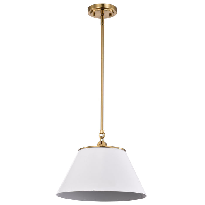 Dover One Light Pendant in White / Vintage Brass