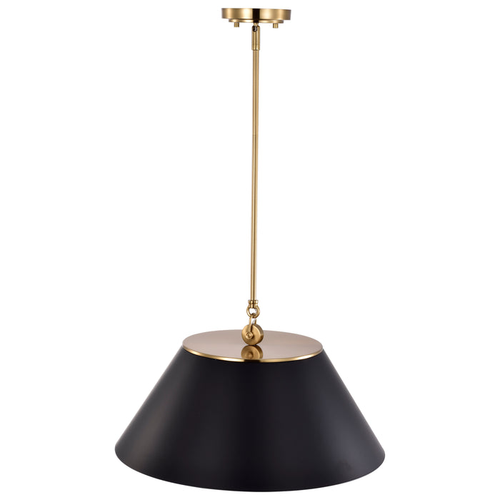 Dover Three Light Pendant in Black / Vintage Brass