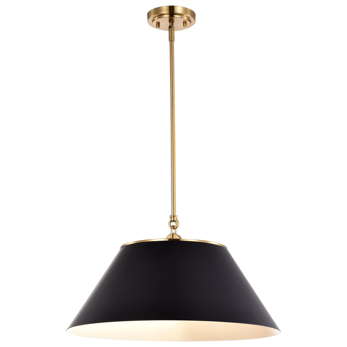 Dover Three Light Pendant in Black / Vintage Brass