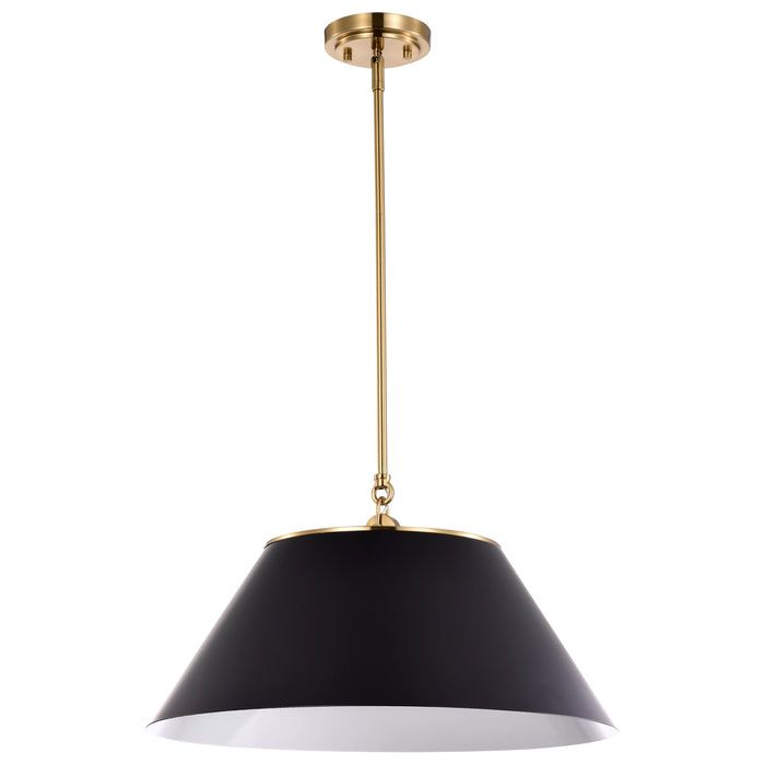 Dover Three Light Pendant in Black / Vintage Brass