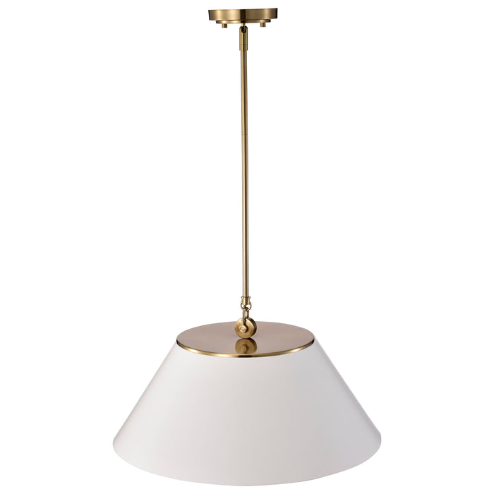 Dover Three Light Pendant in White / Vintage Brass