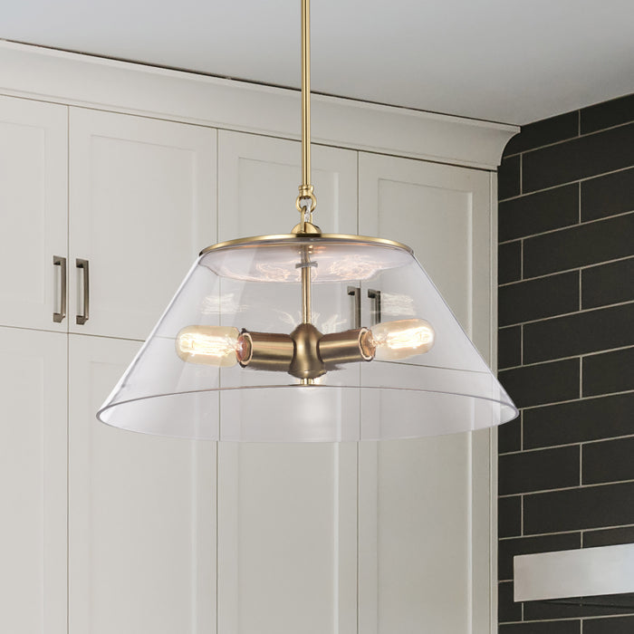 Dover Three Light Pendant in Vintage Brass