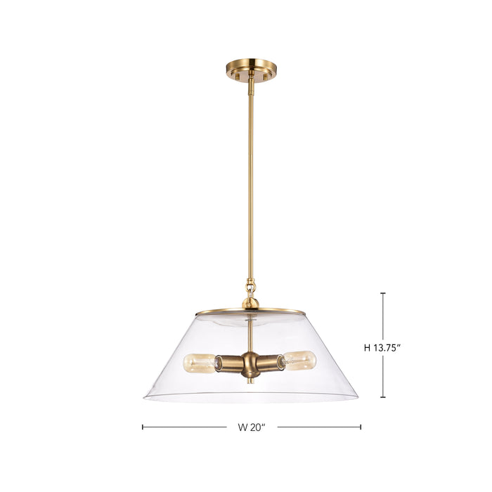 Dover Three Light Pendant in Vintage Brass